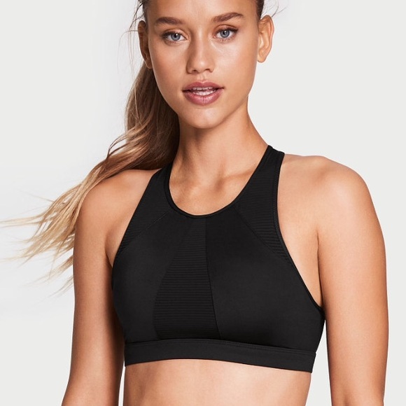 NWT Victoria’s Secret High Neck Sports Bra in Blk - Picture 3 of 6